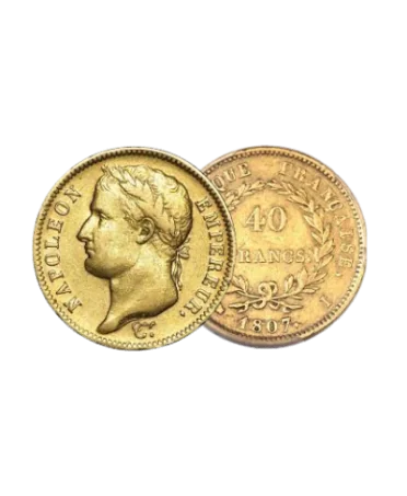 Gouden munt van 40 frank, dubbele napoleon, verkrijgbaar bij virtu luxury