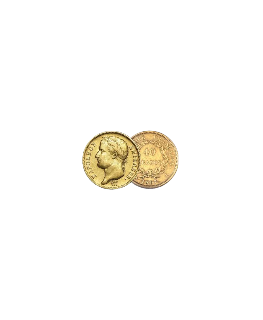 Gouden munt van 40 frank, dubbele napoleon, verkrijgbaar bij virtu luxury Gouden munt van 40 frank, dubbele napoleon, verkrijgbaar bij virtu luxury