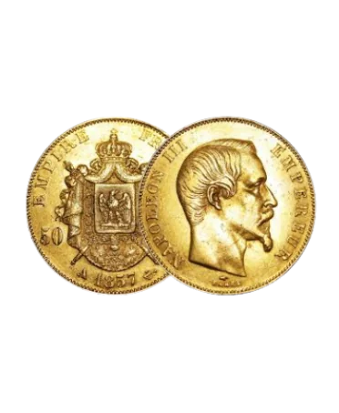 Gouden munt van 50 frank verkrijgbaar bij VIRTU LUXURY