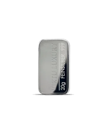 Puur zilveren bar van 24K met een gewicht van 20 gram verkrijgbaar bij VIRTU LUXURY