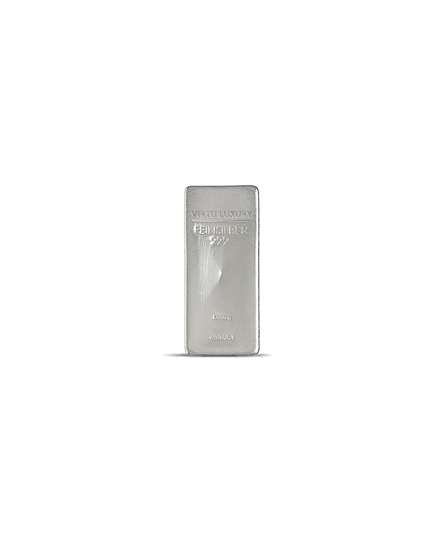 Lingot d'argent pur 24K d'un poids de 5KG disponible chez VIRTU LUXURY