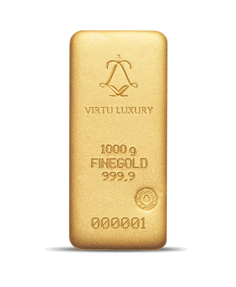 Goudbaar van 1 kg 24k puur goud te koop verkrijgbaar bij VIRTU LUXURY