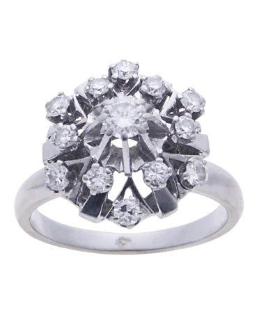 1920s wedding band in 18K white gold and diamonds available at VIRTU LUXURY