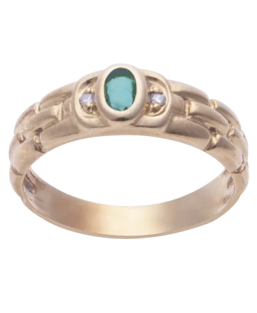emerald brick ring in 18K yellow gold available at virtu luxury
