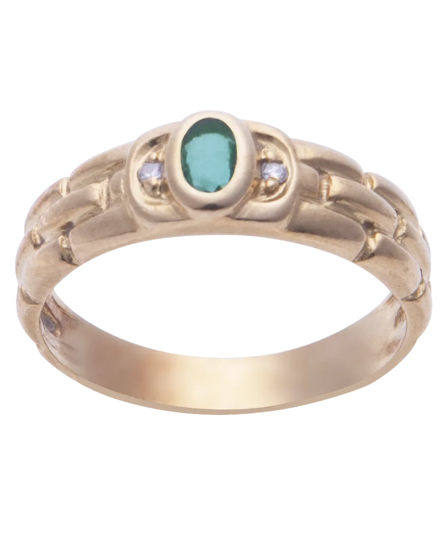 emerald brick ring in 18K yellow gold available at virtu luxury emerald brick ring in 18K yellow gold available at virtu luxury