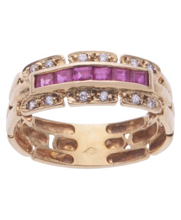 ruby brick ring in 18K yellow gold available at virtu luxury