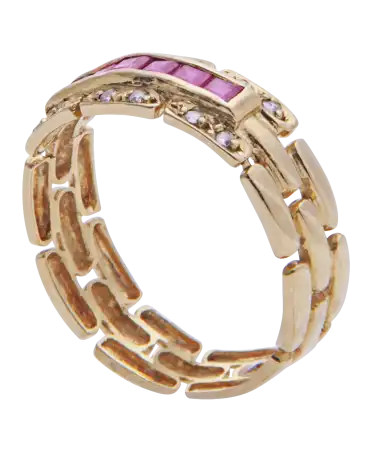 ruby brick ring in 18K yellow gold available at virtu luxury