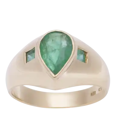 EMERALD PEAR ring in 18 Carat yellow gold. Available at VIRTU LUXURY.