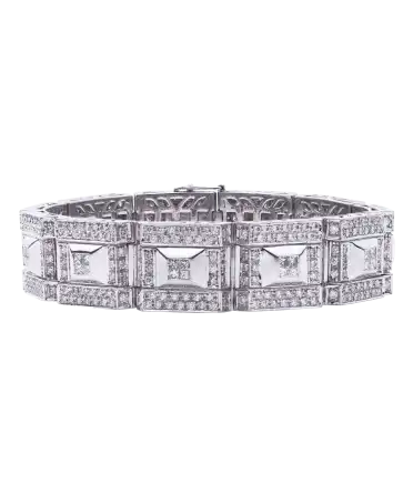 Bracelet with white Diamonds in 18 Carat white gold. Available at VIRTU LUXURY.