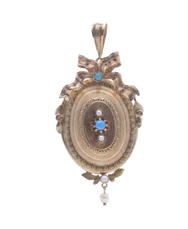 SECOND EMPIRE Pendant with 2 yellow and rose golds 18 Carats. Available at VIRTU LUXURY.