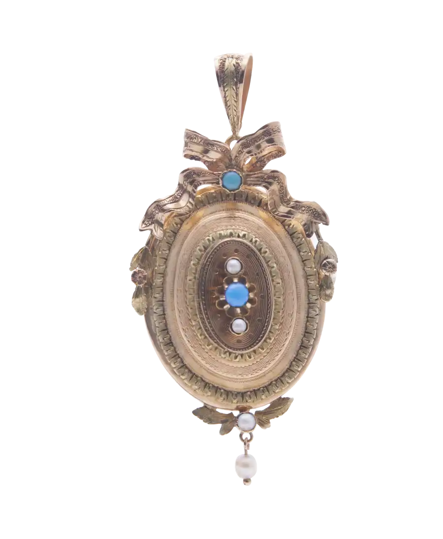 SECOND EMPIRE Pendant with 2 yellow and rose golds 18 Carats. Available at VIRTU LUXURY.