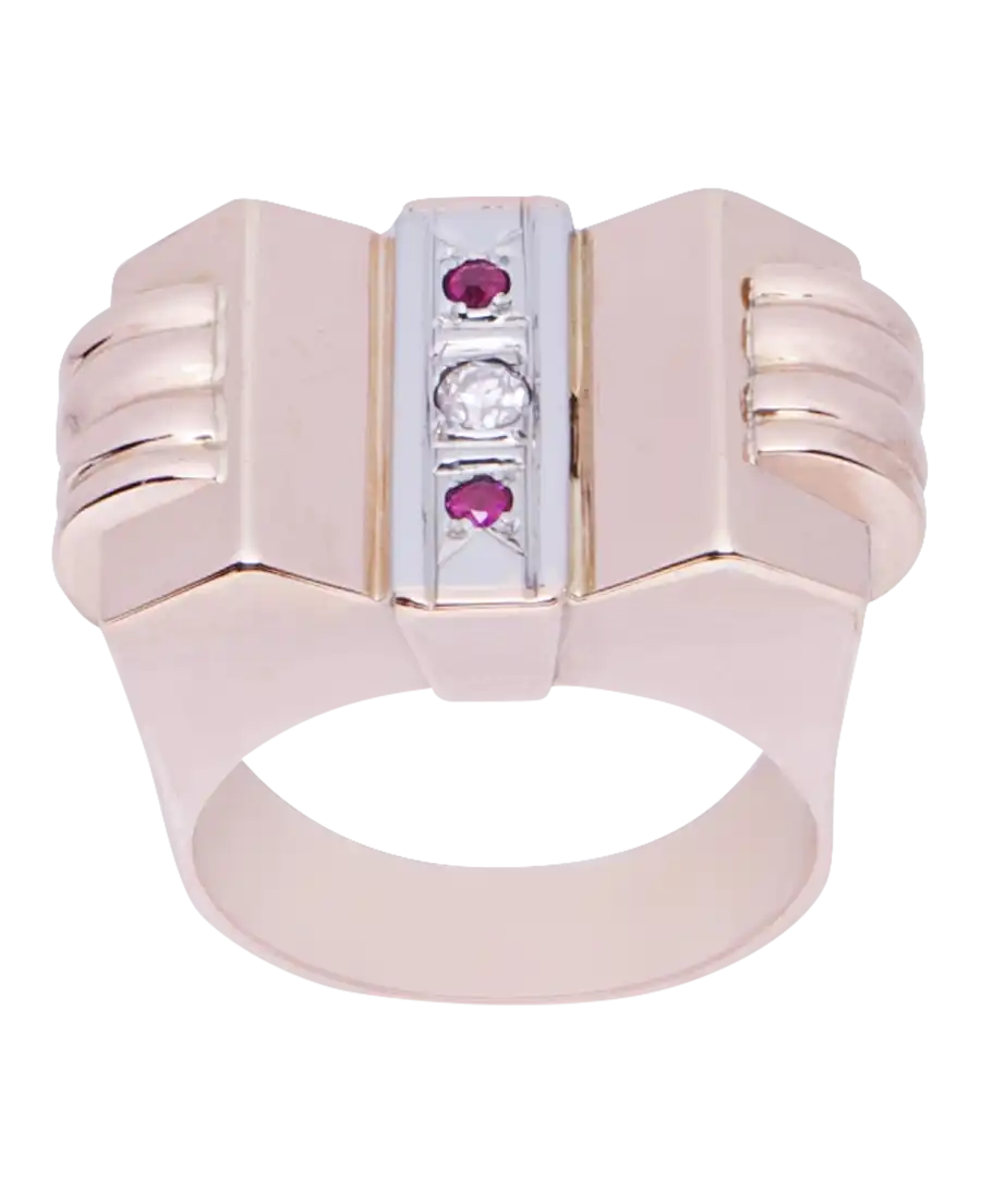 TANK FRANÇAISE ring 2 Goud rosé en wit 18 karaat. Beschikbaar bij VIRTU LUXURY.