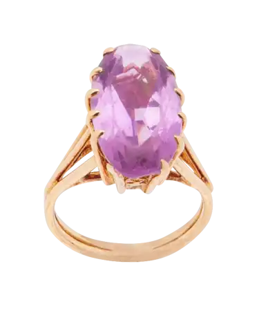 Marquise Amethist ring met 12 klauwen in 18 Karaat geelgoud. Verkrijgbaar bij VIRTU LUXURY.