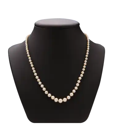 luxe ketting - collier met aflopende parels en gouden sluiting - enkelvoudige ketting van gekweekte parels - AA+ glans