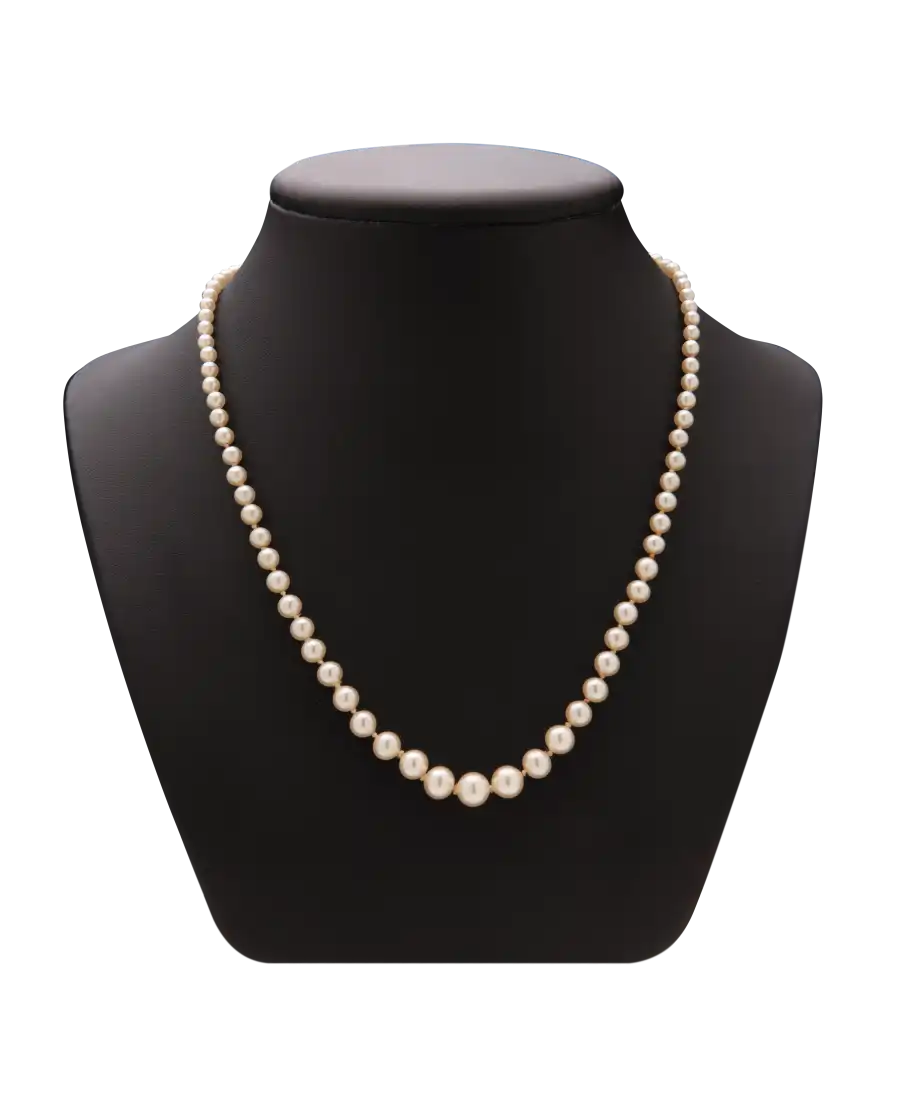 luxe ketting - collier met aflopende parels en gouden sluiting - enkelvoudige ketting van gekweekte parels - AA+ glans luxe ketting - collier met aflopende parels en gouden sluiting - enkelvoudige ketting van gekweekte parels - AA+ glans