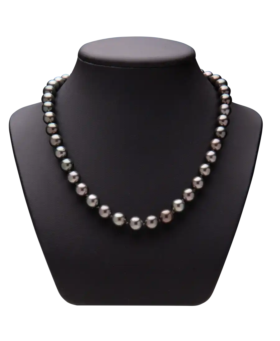 CHOKER TAHITI PARELS - GROTE ZWARTE PARELS - LUSTRE AA+ - MOEDERKOST AA