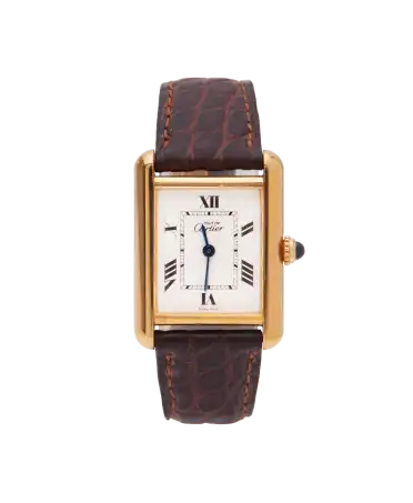 Must Cartier horloge - doornsluiting - leer - Cartier - vermeil