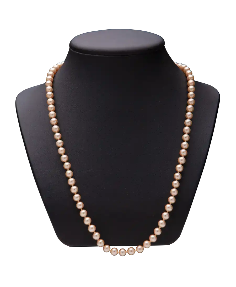 goudkleurige ketting - parelketting - parel- en diamanten ketting - zilveren sluiting ketting - AAA MOEDERKOST