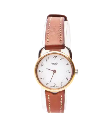 Hermes horloge - gesp - struisvogelhuid - goud en staal - horlogemaker - virtu luxury - arceau horloge