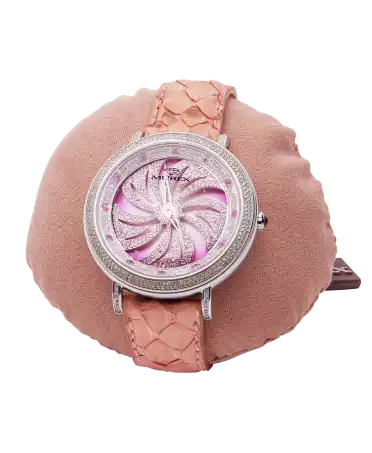 RSL925 Python Horloge met armband van echte Roze Python. Verkrijgbaar bij VIRTU LUXURY.