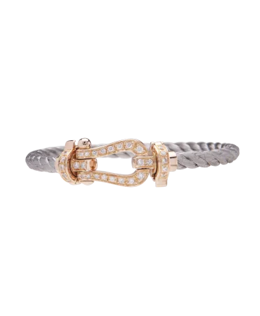Force 10 armband in roségoud - Karabijnsluiting armband met diamanten - Karabijnsluiting goud en diamanten