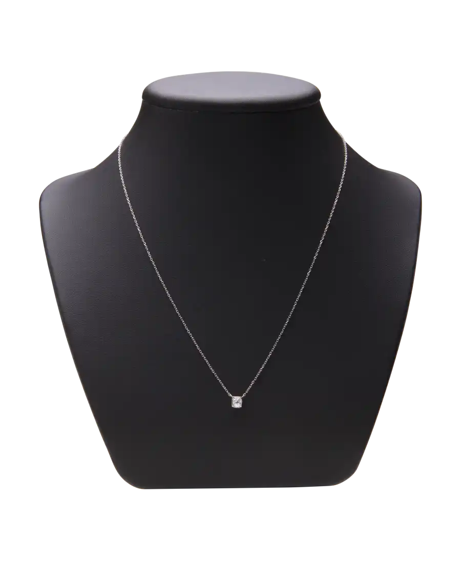 Collier DINH VAN van 18K witgoud briljant - solitair diamant - LE CUBE DIAMANT - Beschikbaar bij VIRTU LUXURY