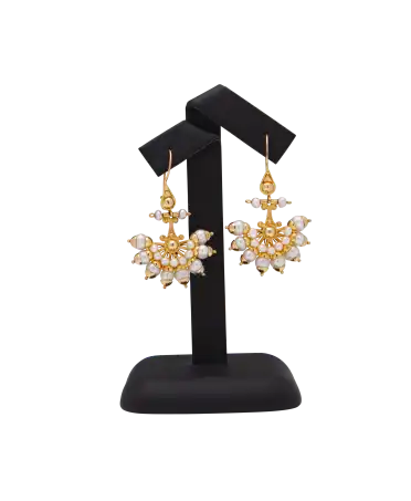 18 Carat Yellow Gold Earrings with Pearls. Available at VIRTU LUXURY.