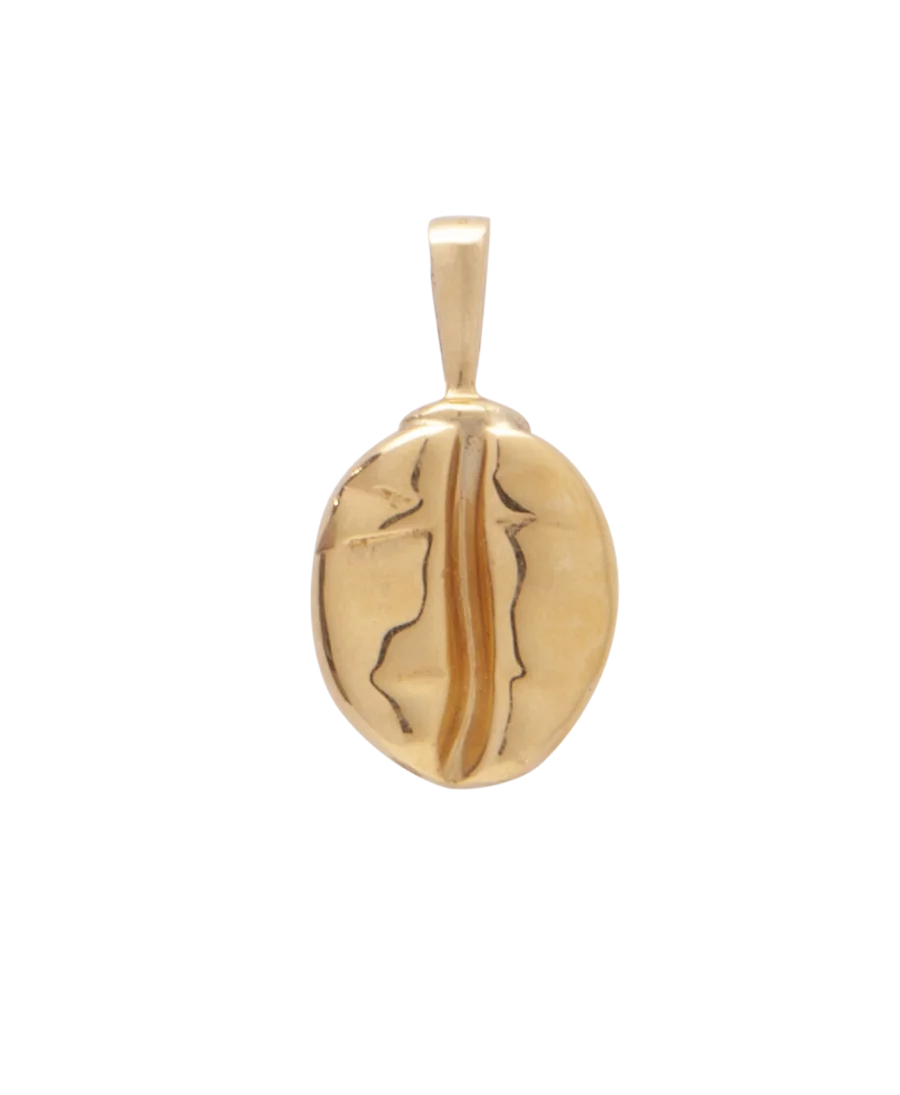 18 Carat Yellow Gold Coffee Bean Pendant. Available at VIRTU LUXURY.