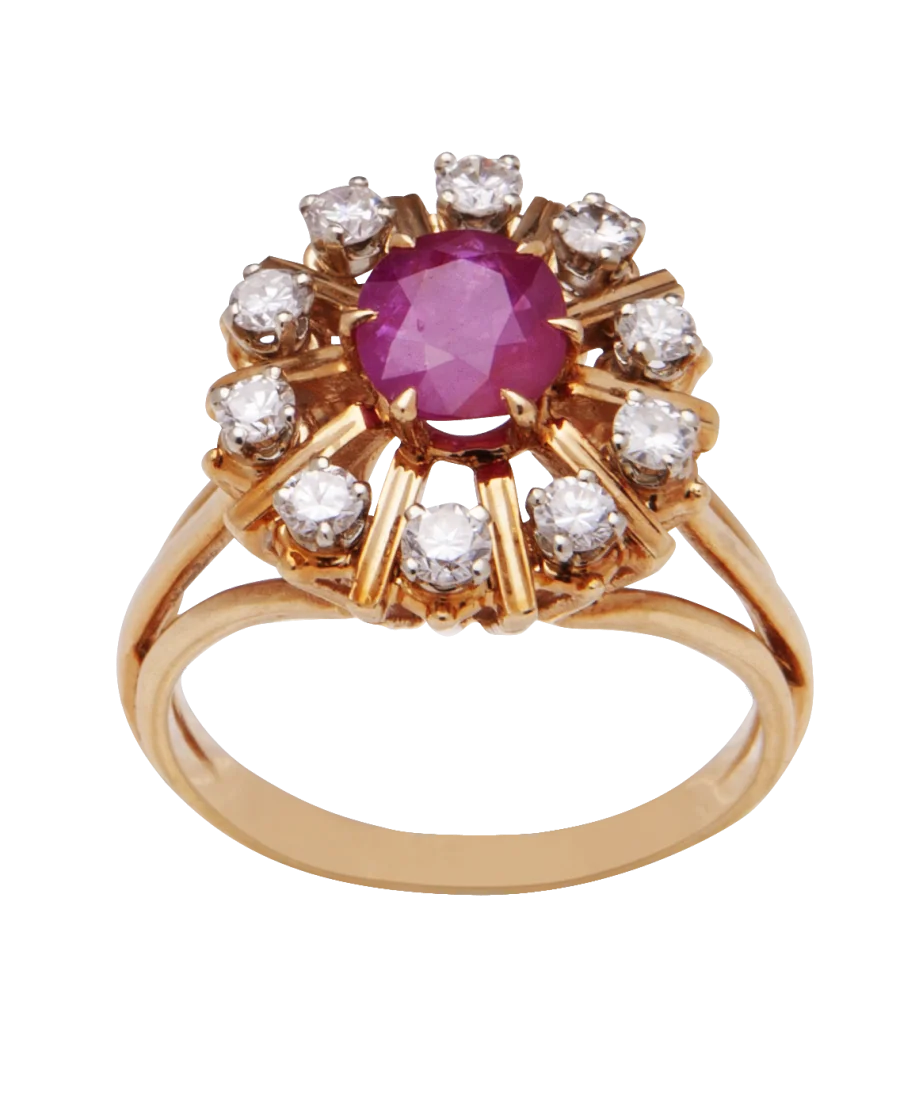 Bague Marguerite Saphir Rose en Or jaune 18 Carats. Disponible chez VIRTU LUXURY. Bague Marguerite Saphir Rose en Or jaune 18 Carats. Disponible chez VIRTU LUXURY.