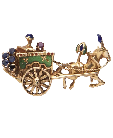 Lido Carriage Brooch, an emblematic prestige brooch. Available at VIRTU LUXURY.