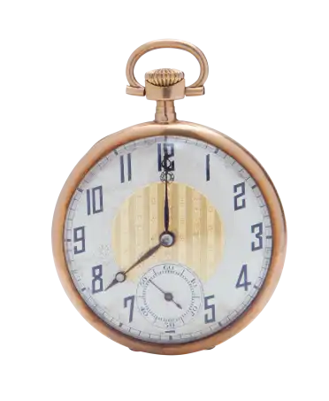 Gouden verguld koperen zakhorloge van het merk DOLLAR. Verkrijgbaar bij VIRTU LUXURY.