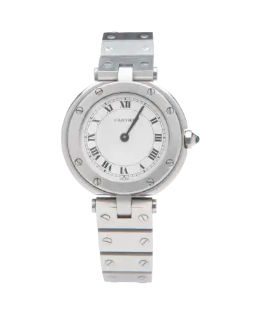 Santos stalen horloge van het luxe horlogehuis Cartier. Verkrijgbaar bij VIRTU LUXURY.
