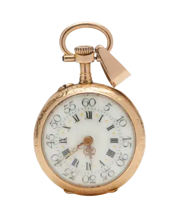 Gepolijst glanzend 18 karaat geelgouden Angelot zakhorloge. Verkrijgbaar bij VIRTU LUXURY.