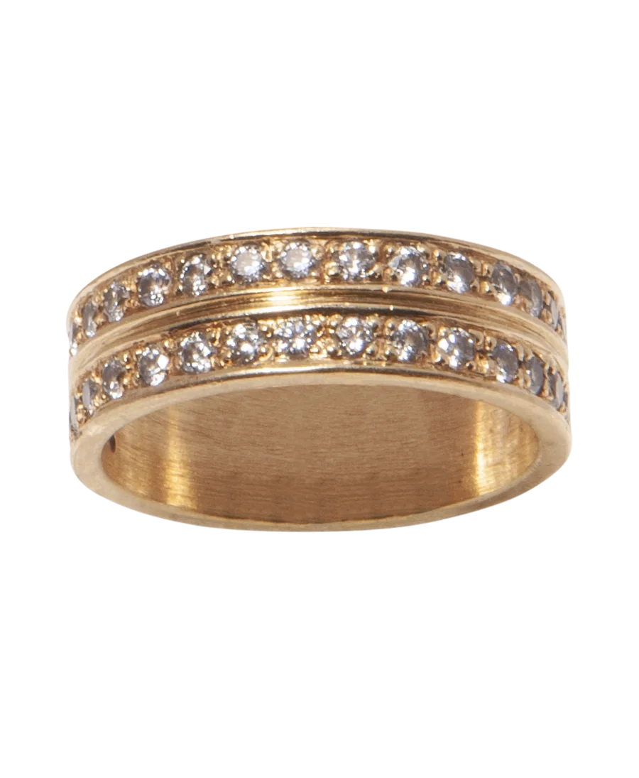 dubbele alliantie volledige tour geel goud 18K met briljante diamanten bij VIRTU LUXURY dubbele alliantie volledige tour geel goud 18K met briljante diamanten bij VIRTU LUXURY