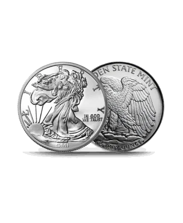 voor- en achterkant van STUK WALKING LIBERTY Zilver beschikbaar bij VIRTU LUXURY