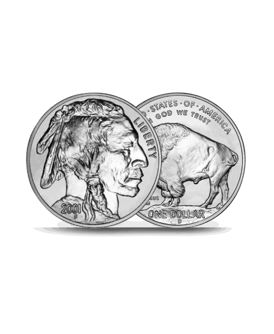 voor- en achterkant van de AMERICAN BUFFALO Zilveren munt beschikbaar bij VIRTU LUXURY voor- en achterkant van de AMERICAN BUFFALO Zilveren munt beschikbaar bij VIRTU LUXURY