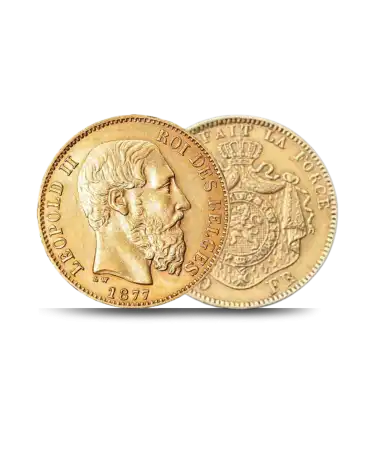 voor- en achterkant LATIJNSE UNIE gouden munt, 20 BELGISCHE FRANK GOUD verkrijgbaar bij VIRTU LUXURY