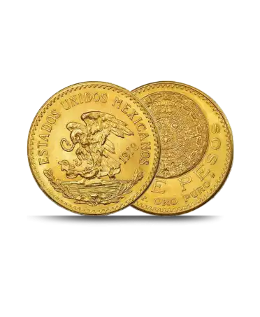 Voor- en achterkant Gouden munt van 20 Mexicaanse Pesos verkrijgbaar bij VIRTU LUXURY