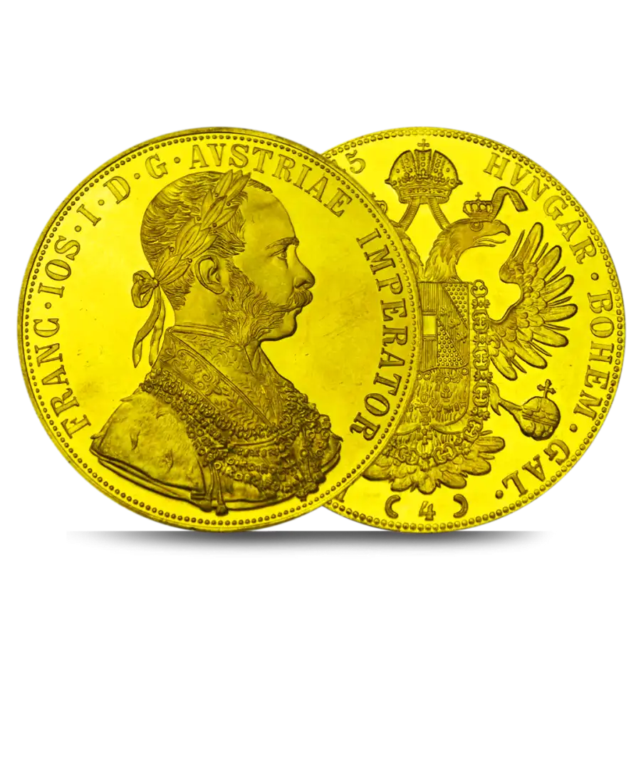 Avers et Revers de la Pièce d'OR de QUATRE 4 DUCATS AUTRICHIENS disponible EN LIGNE et EN BOUTIQUE chez VIRTU LUXURY