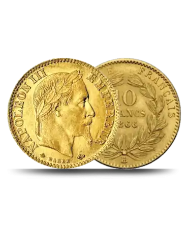 MUNT 10 FRANKS NAPOLEON 3 GELAUWDE HOOFD GOUD VAN VIRTU LUXURY