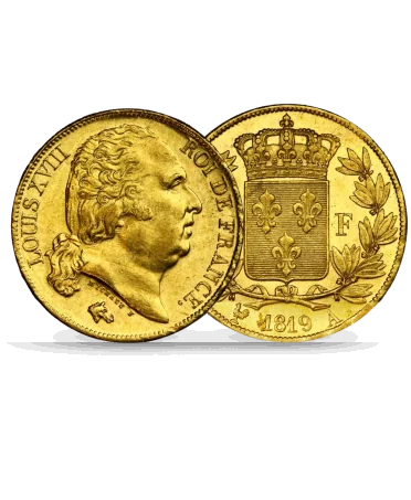 LOUIS D'OR munt of de 20 Francs Goud LOUIS XVIII verkrijgbaar bij VIRTU LUXURY